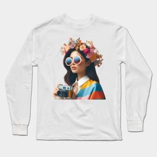 Snap! beauty girl with camera for photography Long Sleeve T-Shirt